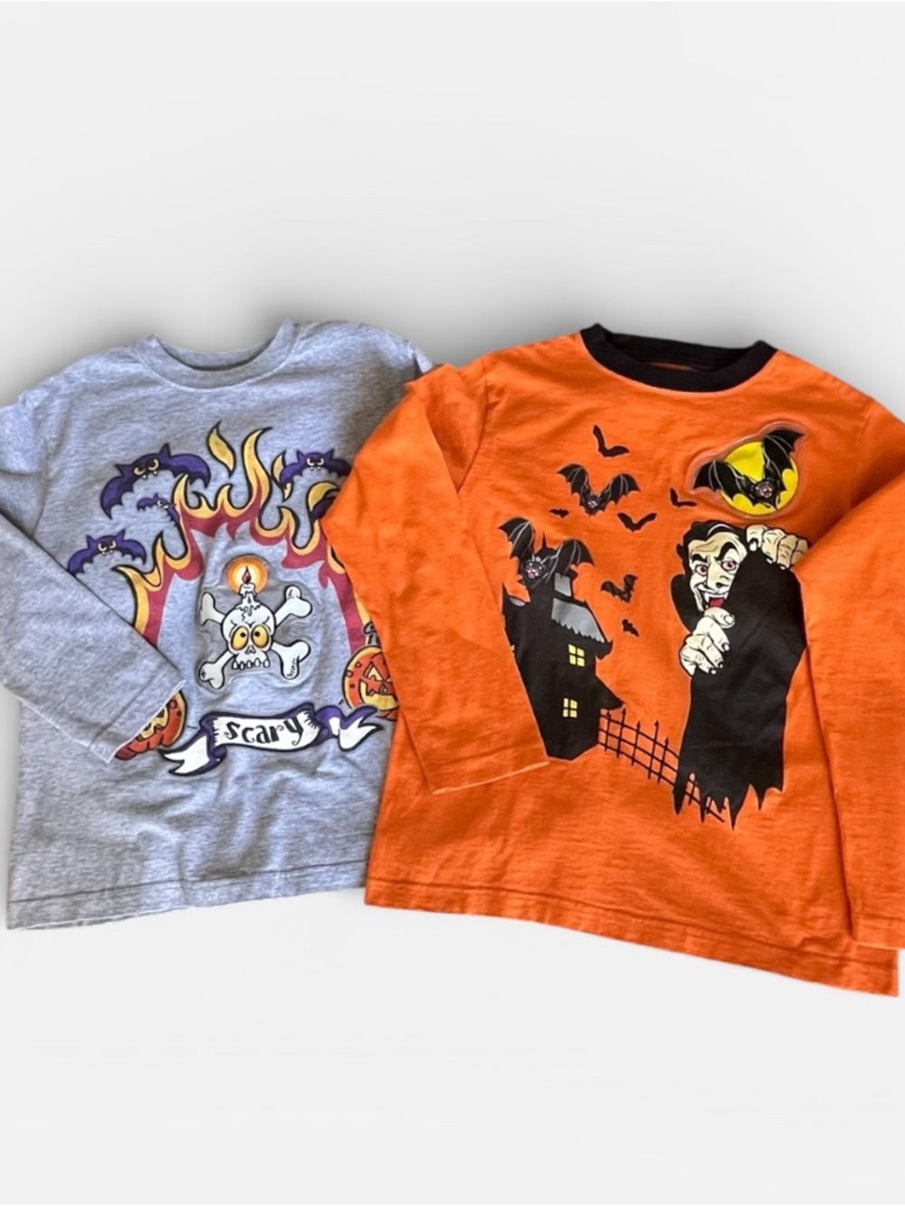 Boys Large Halloween Shirt Bundle Strobe Skull Vampire Long Sleeve